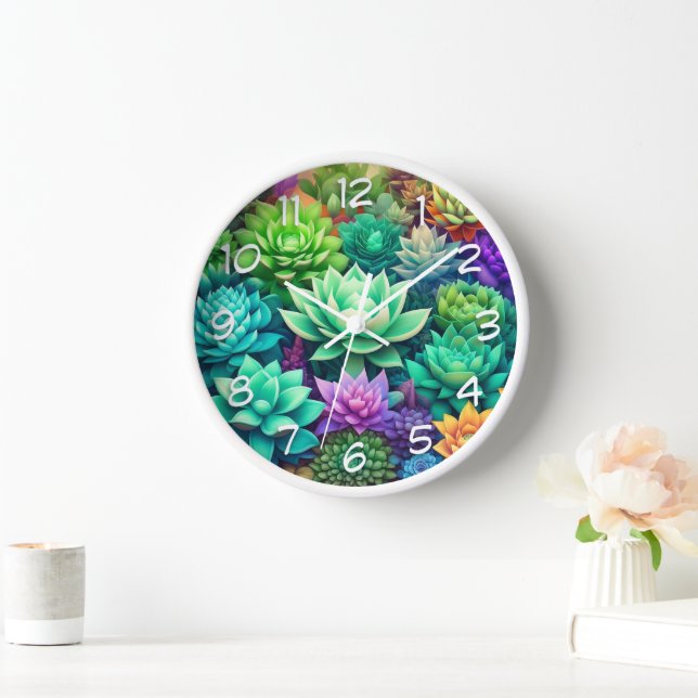 Aloe Vera and Succulents Collage Clock (Home)