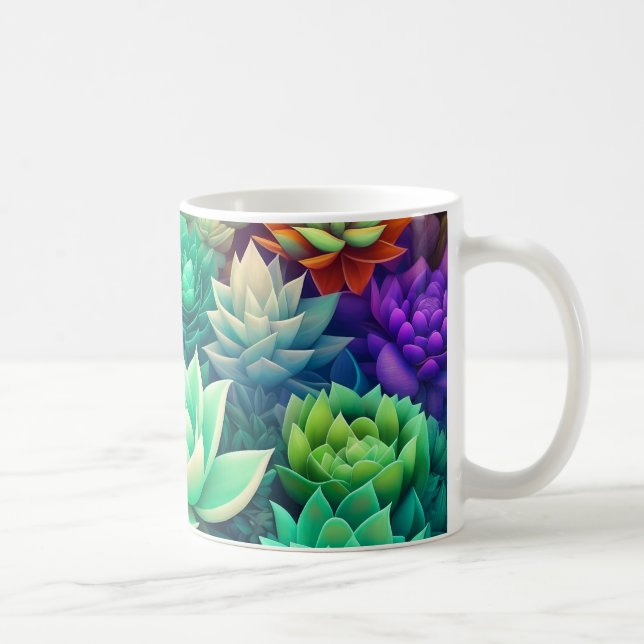 Aloe Vera and Succulents Collage  Coffee Mug (Right)