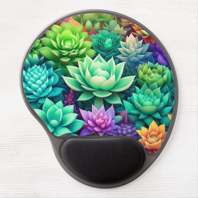 Aloe Vera and Succulents Collage  Gel Mouse Pad (Front)