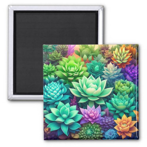 Aloe Vera and Succulents Collage Magnet