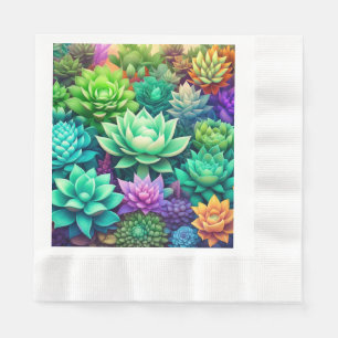 Aloe Vera and Succulents Collage Napkins