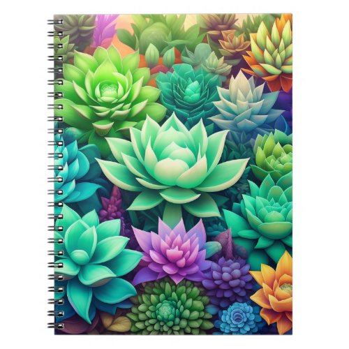 Aloe Vera and Succulents Collage   Notebook