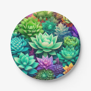 Aloe Vera and Succulents Collage Paper Plates