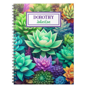 Aloe Vera and Succulents Collage Personalized Notebook