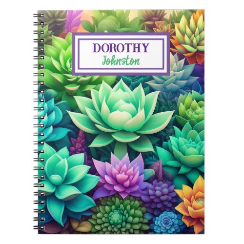 Aloe Vera and Succulents Collage Personalized Notebook