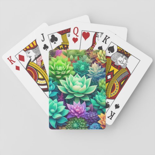 Aloe Vera and Succulents Collage   Playing Cards