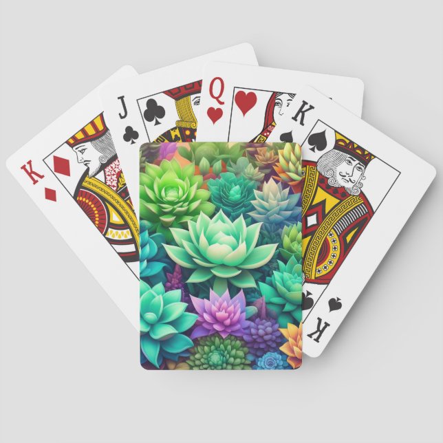 Aloe Vera and Succulents Collage   Poker Cards (Back)