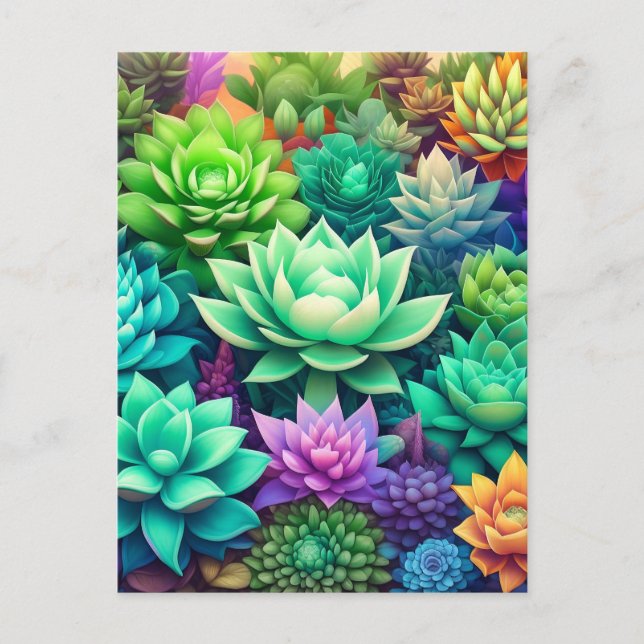 Aloe Vera and Succulents Collage   Postcard (Front)