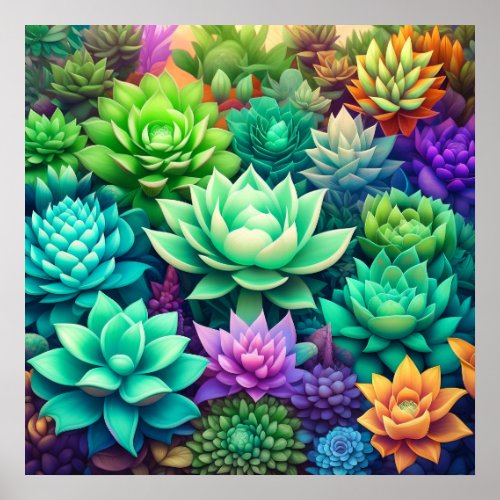 Aloe Vera and Succulents Collage   Poster