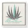 Aloe Vera Black & Teal Illustration Spa Resort Stone Coaster