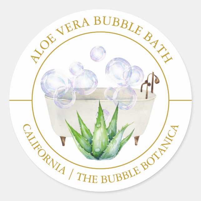Aloe Vera Bubble Bath label (Front)