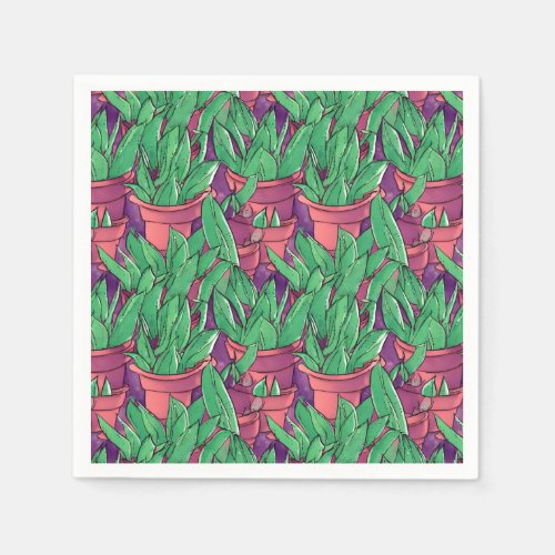 Aloe Vera in Pots Pattern Napkins