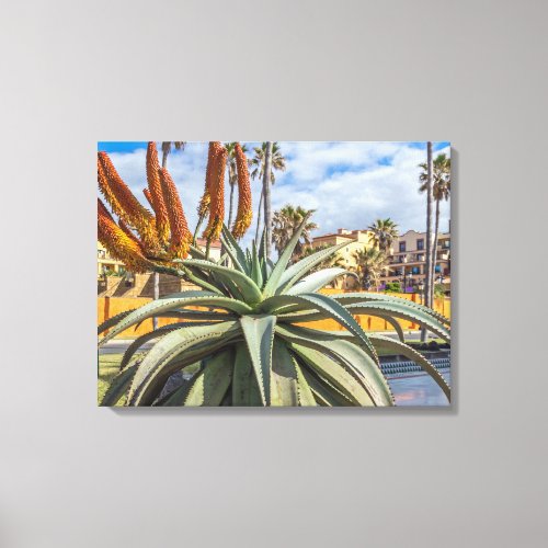 Aloe Vera plant and flowers canvas print