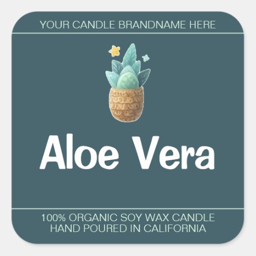 Aloe Vera Plant Cute Symbol Soy Candles Labels 