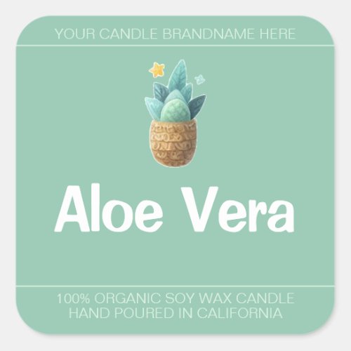 Aloe Vera Plant Cute Symbol Soy Candles Labels 