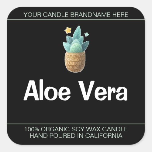 Aloe Vera Plant Symbol Soy Candles Labels Black