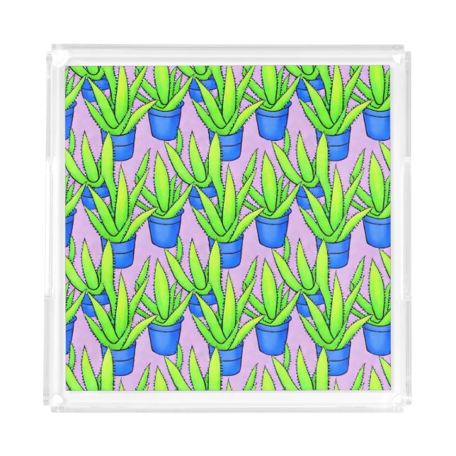 Aloe Vera Plants Pattern Acrylic Tray (Front)