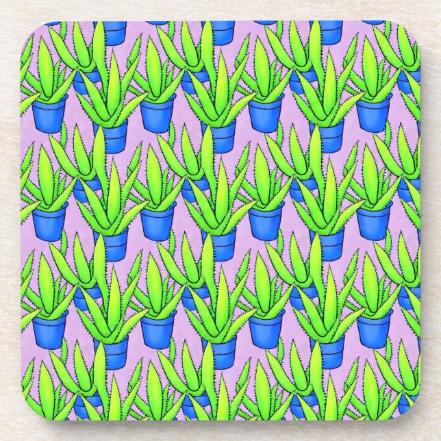 Aloe Vera Plants Pattern Beverage Coaster (Front)