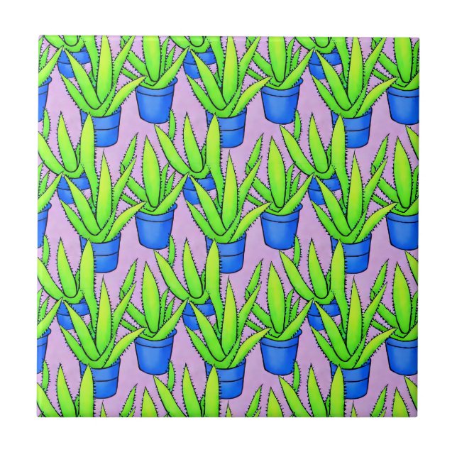 Aloe Vera Plants Pattern Ceramic Tile (Front)