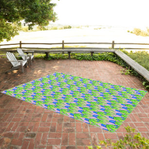 Aloe Vera Plants Pattern Monogrammed Outdoor Rug