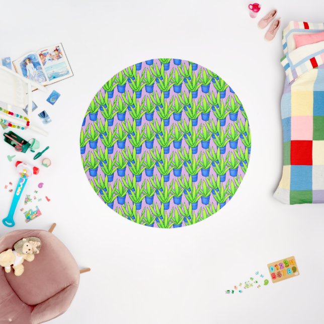 Aloe Vera Plants Pattern Monogrammed Outdoor Rug (Insitu (Babyroom))