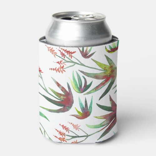 Aloe Vera Succulent Blooms Garden Watercolor Can Cooler