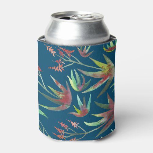 Aloe Vera Succulent Blooms Garden Watercolor Can Cooler