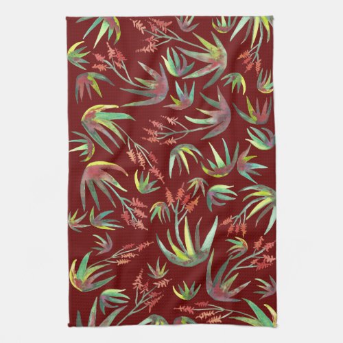 Aloe Vera Succulent Blooms Garden Watercolor Kitchen Towel