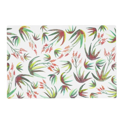 Aloe Vera Succulent Blooms Garden Watercolor Placemat