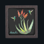 Aloe Vera Succulent Hummingbirds Watercolor CUSTOM Gift Box<br><div class="desc">This hand painted watercolor aloe plant in flower attracts two cute hummingbirds and is sure to add elegance to this gift box. Customize with your name or other info. Check my shop for lots more matching items!</div>