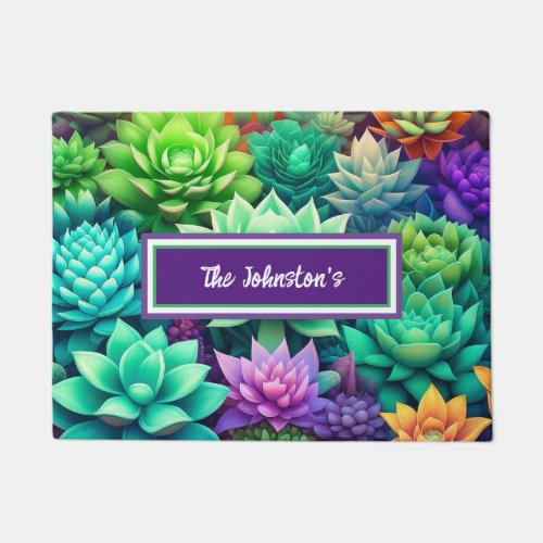 Aloe Vera Succulents Personalized Doormat