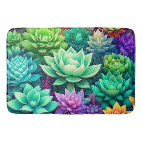 Aloe Vera Succulents Sage Green Bath Mat