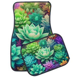 Aloe Vera Succulents Sage Green Car Floor Mat
