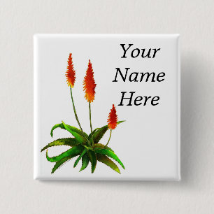 Aloe watercolor name tag pinback button
