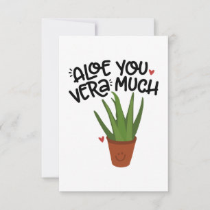 Aloe You Vera Much Cute Plant Pun Sticker Funn Invitation