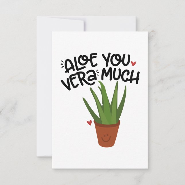 Aloe You Vera Much | Cute Plant Pun Sticker | Funn Invitation (Front)