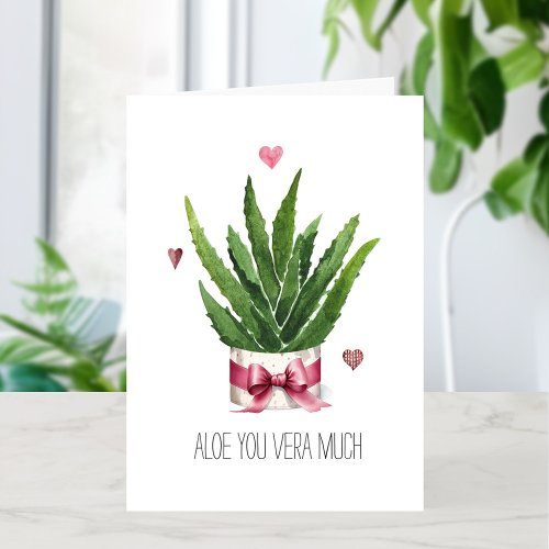 Aloe You Vera Much Love Pun Valentines Day Card