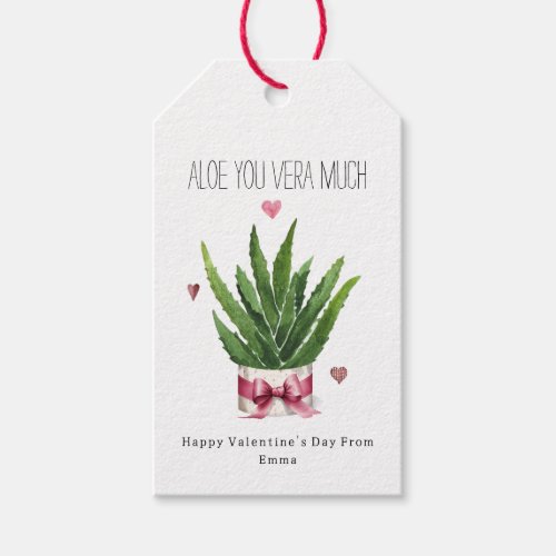 Aloe You Vera Much Pun Valentine Gift Tags