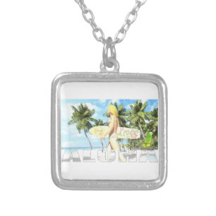 Aloha 01   silver plated necklace