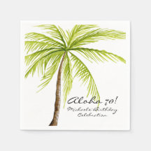 50 Personalized Palm Tree Beach Monogram Cocktail Beverage Napkins Wedding Birthday Nautical Beach Theme Luncheon Dinner Guest Towels Avail!