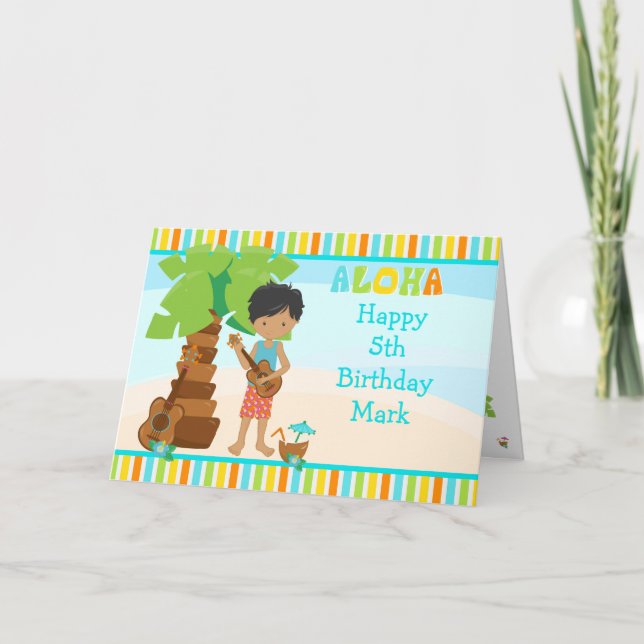 Aloha African American Boy Birthday Card (Front)