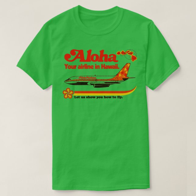 Aloha Airlines Defunct Hawaii Tourist Plane T-Shirt (Design Front)