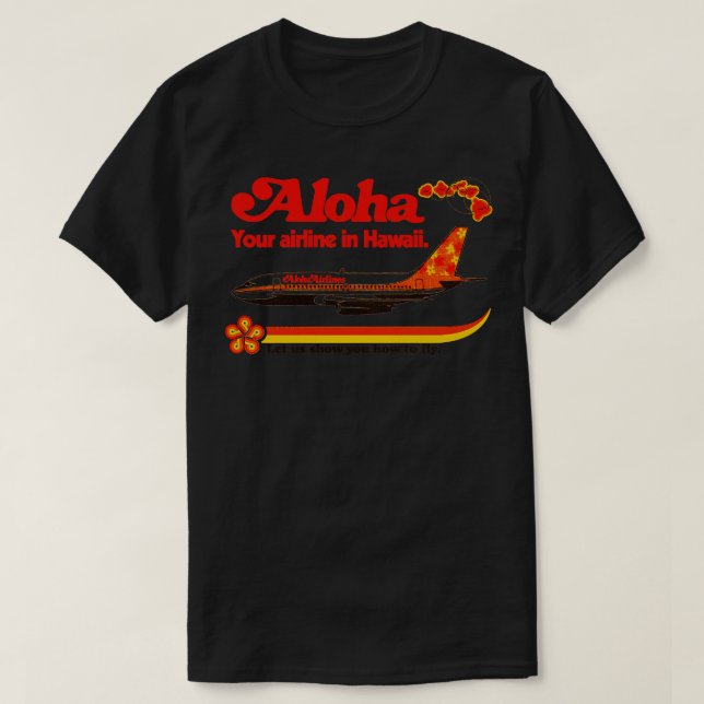 Aloha Airlines Defunct Hawaii Tourist Plane TShirt (Design Front)
