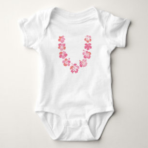 Aloha Baby Bodysuit: Coral Hibiscus Lei Baby Bodysuit