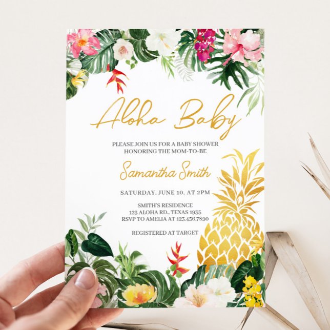 Aloha Baby Pineapple Baby Shower Invitation (Aloha Baby Shower Invitation)