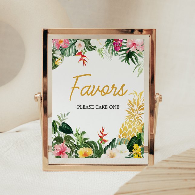 Aloha Baby Pineapple Shower Favors Sign (Aloha Baby Shower Sign)