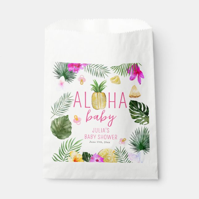 Aloha Baby Pineapples & Pacifiers Baby Shower Luau Favor Bag (Front)