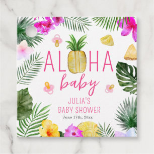 Aloha Baby Pineapples & Pacifiers Baby Shower Luau Favor Tags