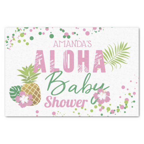 Aloha Baby Pink  Green Pineapple Baby Shower Tissue Paper