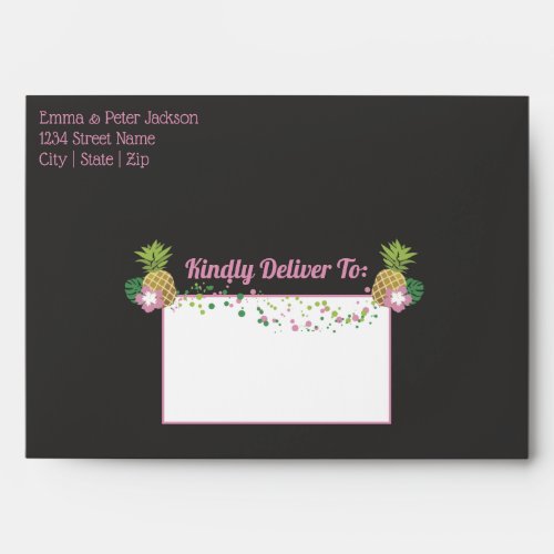 Aloha Baby Pink  Green Tropical Girl Baby Shower Envelope